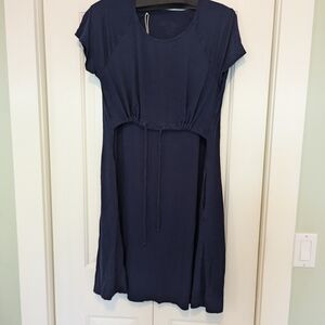 Navy Blue Latched Mama Breastfeeding Dress